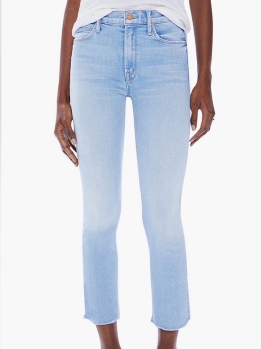 MOTHER The Mid Rise Dazzler Crop Fray Jeans